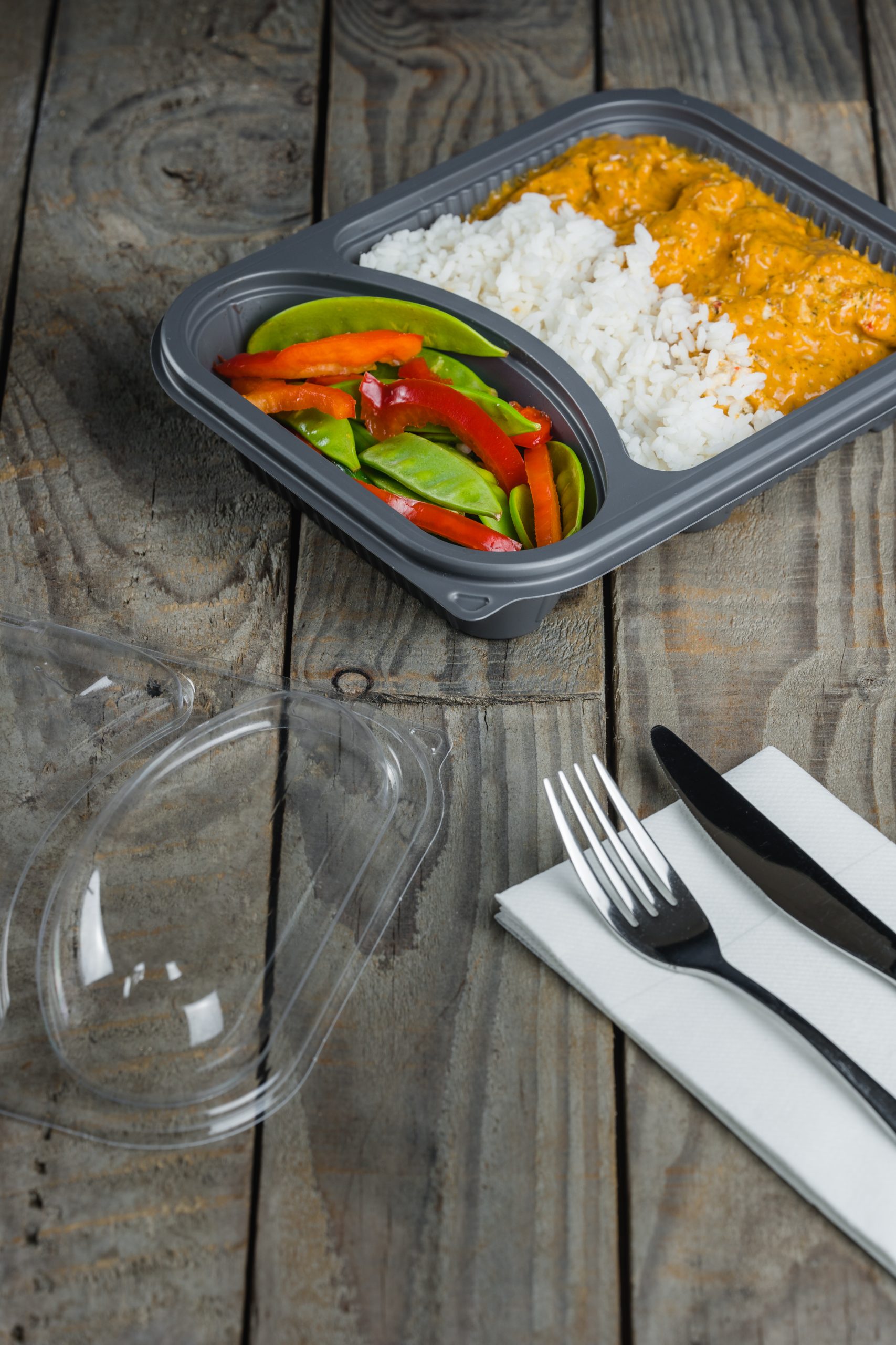 Hot Deli GREY Container 2 COMP-1000cc (365)