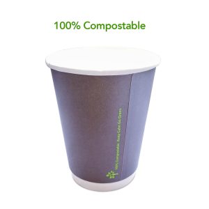 100% Compostable Faded Blue Hot Drinks Cup