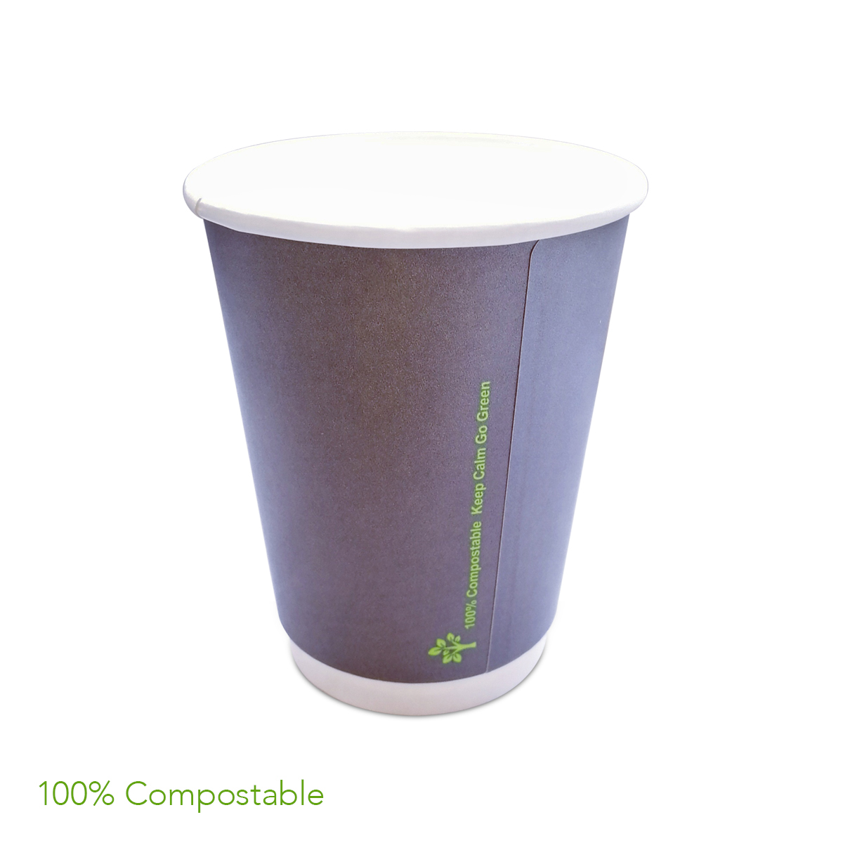 CHDC-DWGREY12-12oz Eco Double Walled Coffee Cup GREY (500)