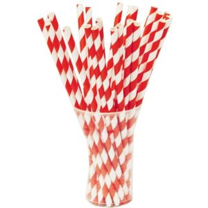 red and White Paper Straws Compostable and Recyclable