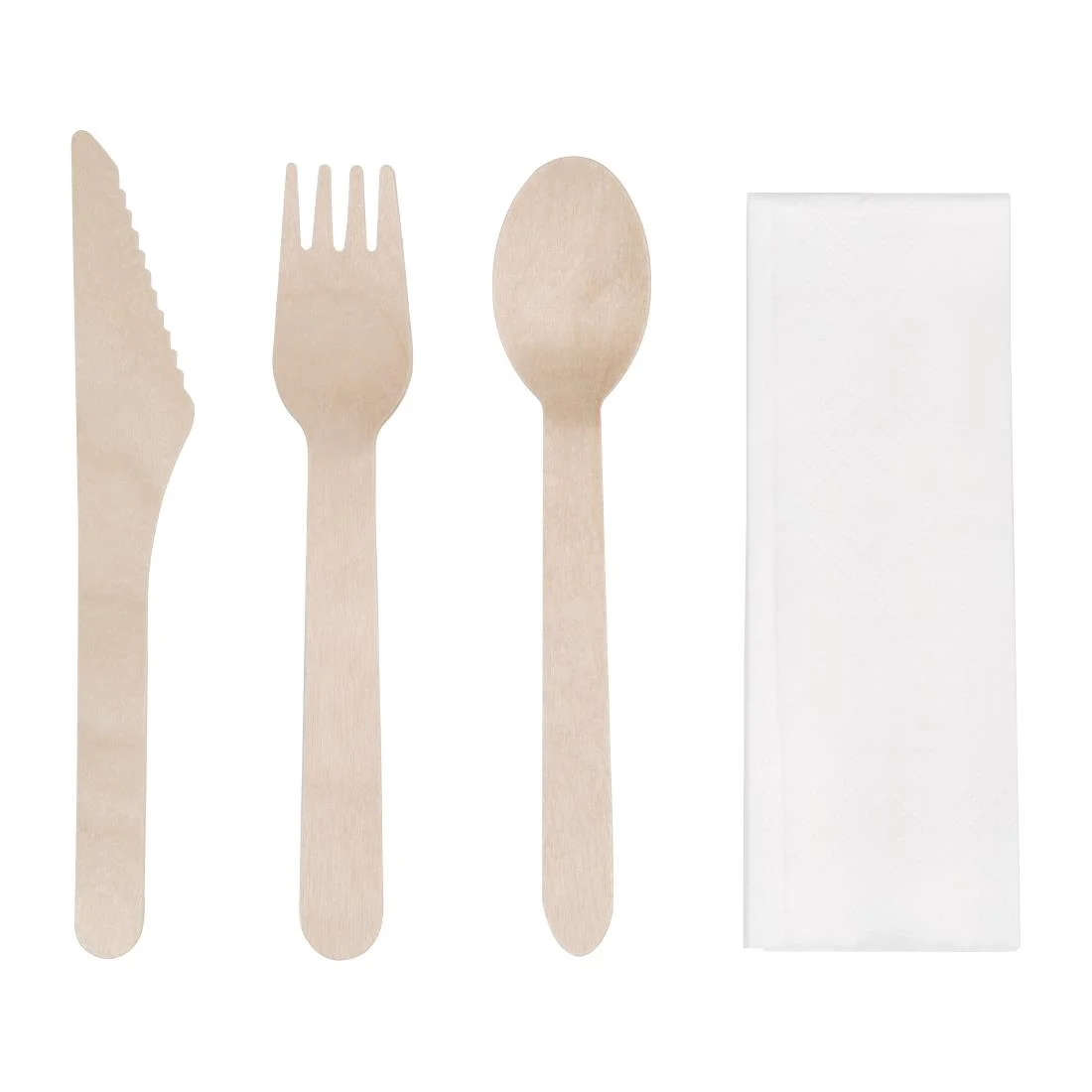 Wooden Meal-Pack 4 in1  fork + spoon+ knife x Napkin(250)