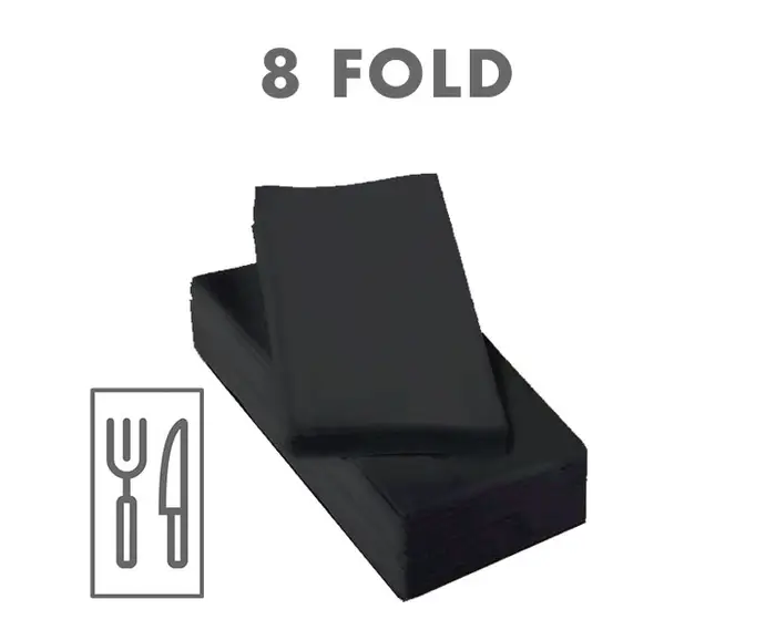 NAPBLK40-8F-BLACK  Napkin – 2ply- 40x40cm 8 Fold per 2000