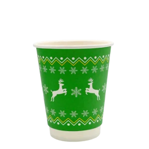 XMAS-DW8- 8oz Double Walled XMAS Green cups (500)